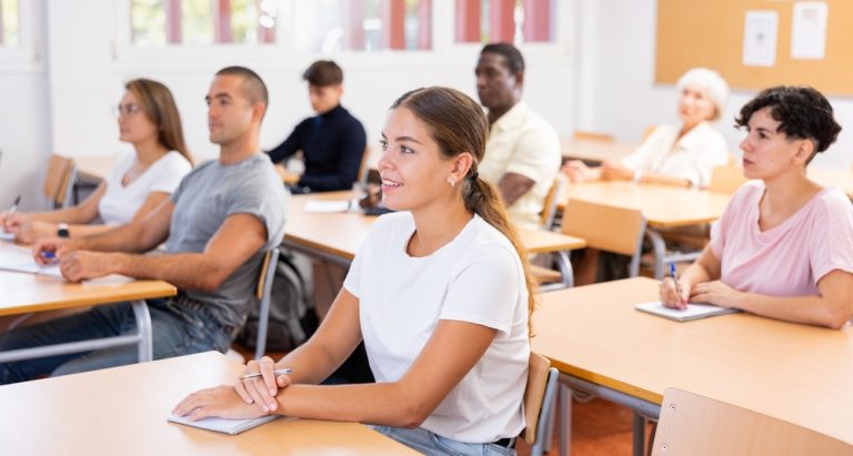 Smiling,Interested,Young,Girl,Attending,Courses,Of,Vocational,Retraining,Program